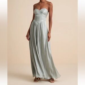 Lulus Kylin Sage Satin Basque Waist
Maxi Dress NWT